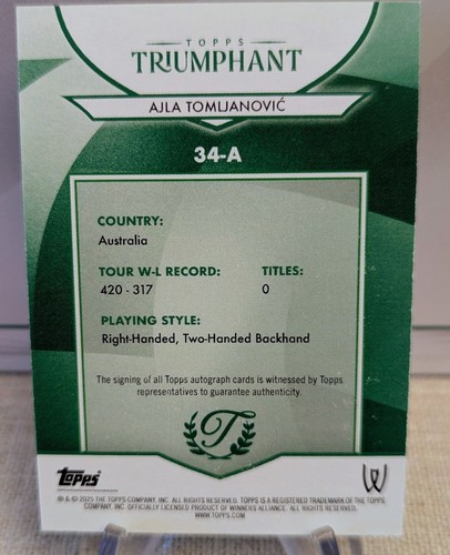 2025 TOPPS TRIUMPHANT TENNIS AJLA TOMLJANOVIC AUTO CHAMPIONSHIP SHINE GOLD /50 - Bild 2 von 2