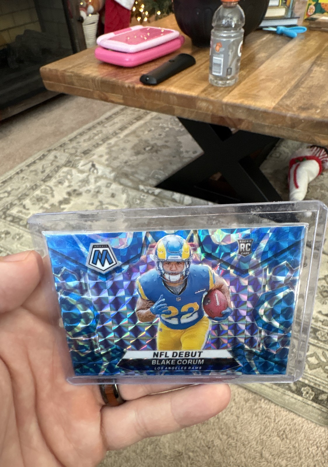 2024 Panini Mosaic - NFL Debut Blake Corum #278 Reactive Blue Mosaic Prizm (RC)