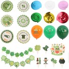 1 Set St. Patrick's Day Decorations Latex Balloons Paper Banner Dessert Topper