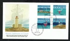 Canada #1063-1066, 1985 34¢ Lighthouses block Fleetwood FDC
