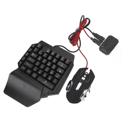 Keyboard Mouse Converter Set 4 In 1 One Handed RGB Keyboard Backlight Mouse NEW - Afbeelding 11 van 12