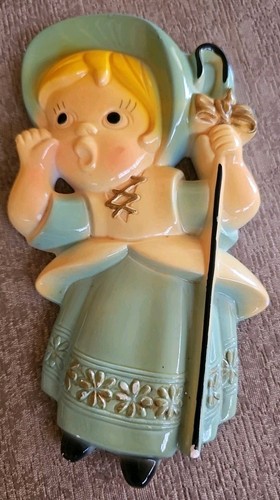 Targhe da parete vintage anni 60 Miller Little Bo Peep 3 pezzi gesso Preloved - Foto 4 di 8