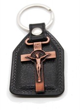 Christian CROSS COPPER Lucky Key Ring Jesus Holyland special gift