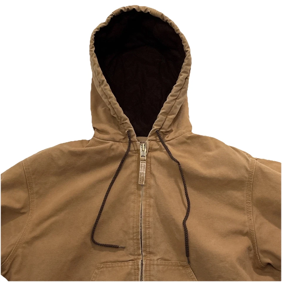 C. E. Schmidt Workwear Canvas Duck Hooded Jacket Brown Quilted Lining Medium MR - Image 2 of 4