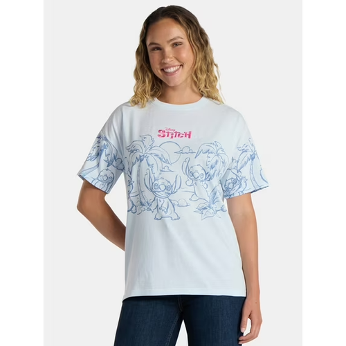 Disney Damen Stitch Graphic T-Shirt mit kurzen Ärmeln blau X-Large - Bild 4 von 4