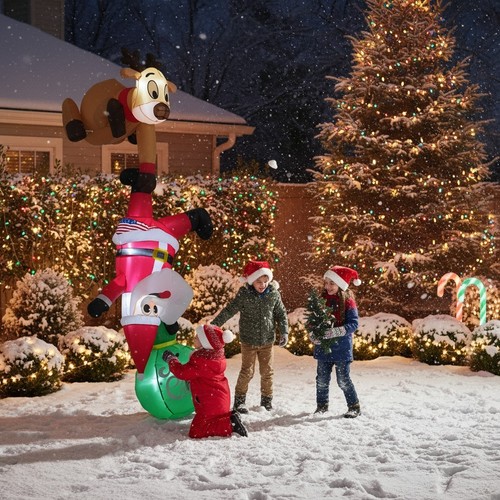 8 Fuß hängende Weihnachten aufblasbare Outdoor Dekorationen, lustige aufblasbare Rentiere - Bild 6 von 13