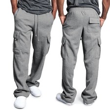Men Pants Cargo Sweatpants Pro Club Trousers Tracksuit Bottoms Jogging Sports M
