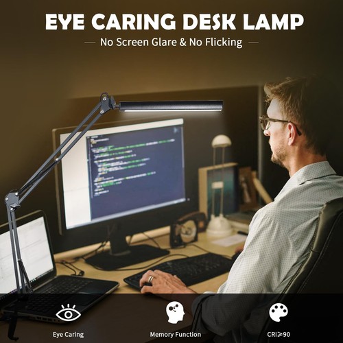 Adjustable Swing Arm Desk Lamp with Clamp, LED Desk Lamp,Dimmable Desk Light,... - Picture 6 of 7