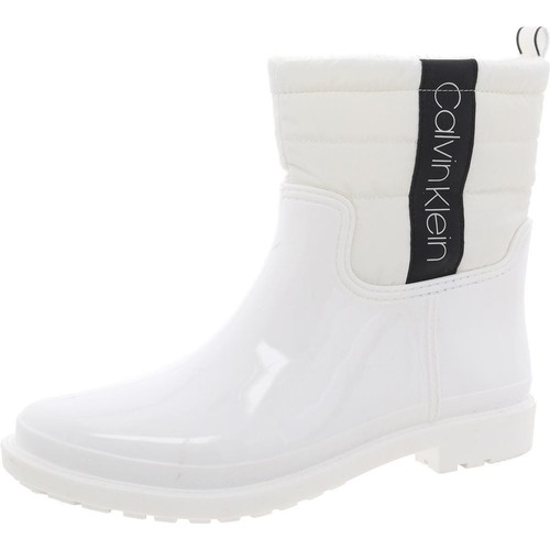 Calvin Klein Womens Sisely White Rain Boots Shoes 9 Medium (B,M) BHFO 8321