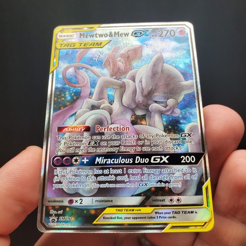 MEWTWO & MEW GX 2019 POKEMON SM BLACK STAR PROMO SM191 ARTE COMPLETO Inglés Ver Fotos - Imagen 2 de 8