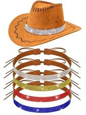 4 Pcs Bling Rhinestone Hat Band Cowboy Hatband Adjustable Cowgirl Mixed Colors
