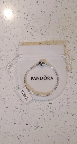 PANDORA~7.5" Sparkling Infinity Heart Family Snake Chain Bracelet #592645C01~NWT - Picture 7 of 15