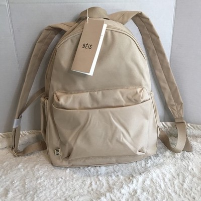 BEIS The BEISics Beige Backpack Laptop & Trolley Friendly Minimalist NWT