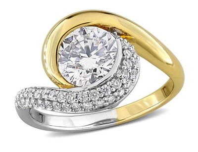 1.88 Carat (ctw) Lab-Created Moissanite Ring in Two Tone Sterling Silv