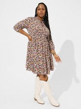 Torrid Floral Challis Front Keyhole Long Sleeve Spring Summer Dress Size 2X NWT