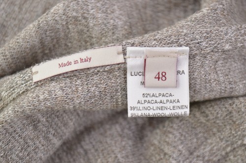 Suéter Abrigo Deportivo Luciano Barbera Nuevo con Etiquetas Talla 38 US S Marrón Blanco Lino Alpaca - Imagen 3 de 7