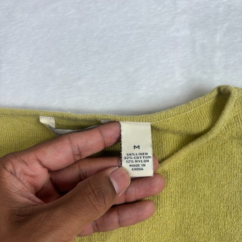 French Laundry Green Linen Blend Sleeveless Boat Neck Knit Tank Top Womens M - Picture 4 of 6