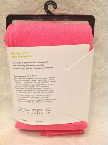 NO NONSENSE Womens Size Large Hot Pink Denim-Look Stretch Capris Leggings NWT - Picture 4 of 4