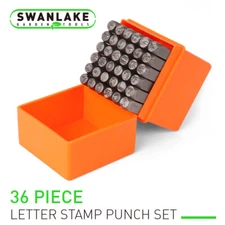 36pc 1/4" Number & Capital Letter Stamp Punch Set Metal Plastic Wood Leather
