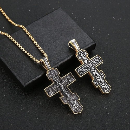 Eslabón colgante cristiano cruz bizantina crucifijo religioso ortodoxo oriental Jesús - Imagen 24 de 30