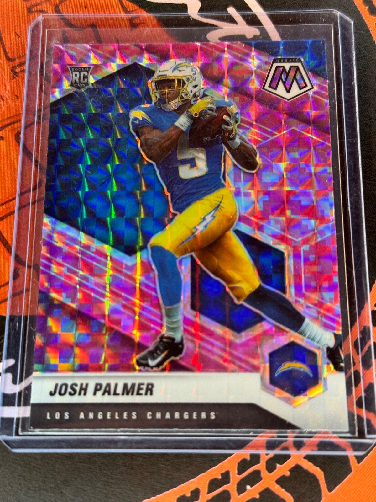 2021 Panini Mosaic Josh Palmer Camo Pink Rookie #329 RC Los Angeles Chargers