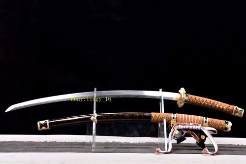 Damascus Folded 1095 Steel Katana Real Sharp Tachi Saber Japanese Samurai Sword - Picture 8 of 12