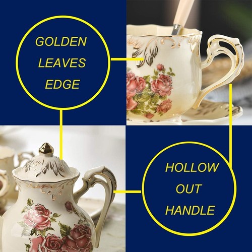 Delicate Vintage Rose Tea Set with Teapot, Tray, and Teaspoons – Perfect Gift - Picture 7 of 9