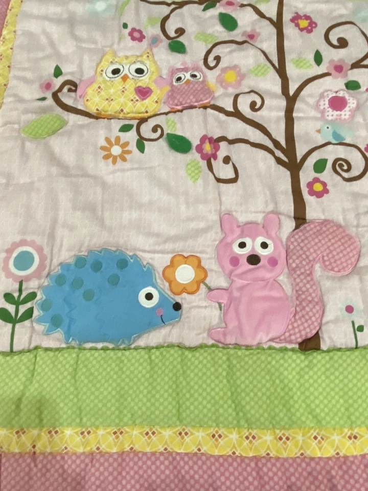 Kidsline Rosa Bebé Búho Cuna Árbol Edredón Animales Manta Colorida Dena Foto 3 de 4