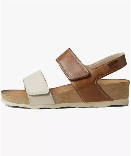 Pikolinos Mahon Leather Wedge Sandals Women's EU 42 US 11/11.5 Tan/Off White NWB - Picture 3 of 5