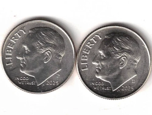 2025 Denver & Philadelphia Brilliant Uncirculated Roosevelt Dime Coins!