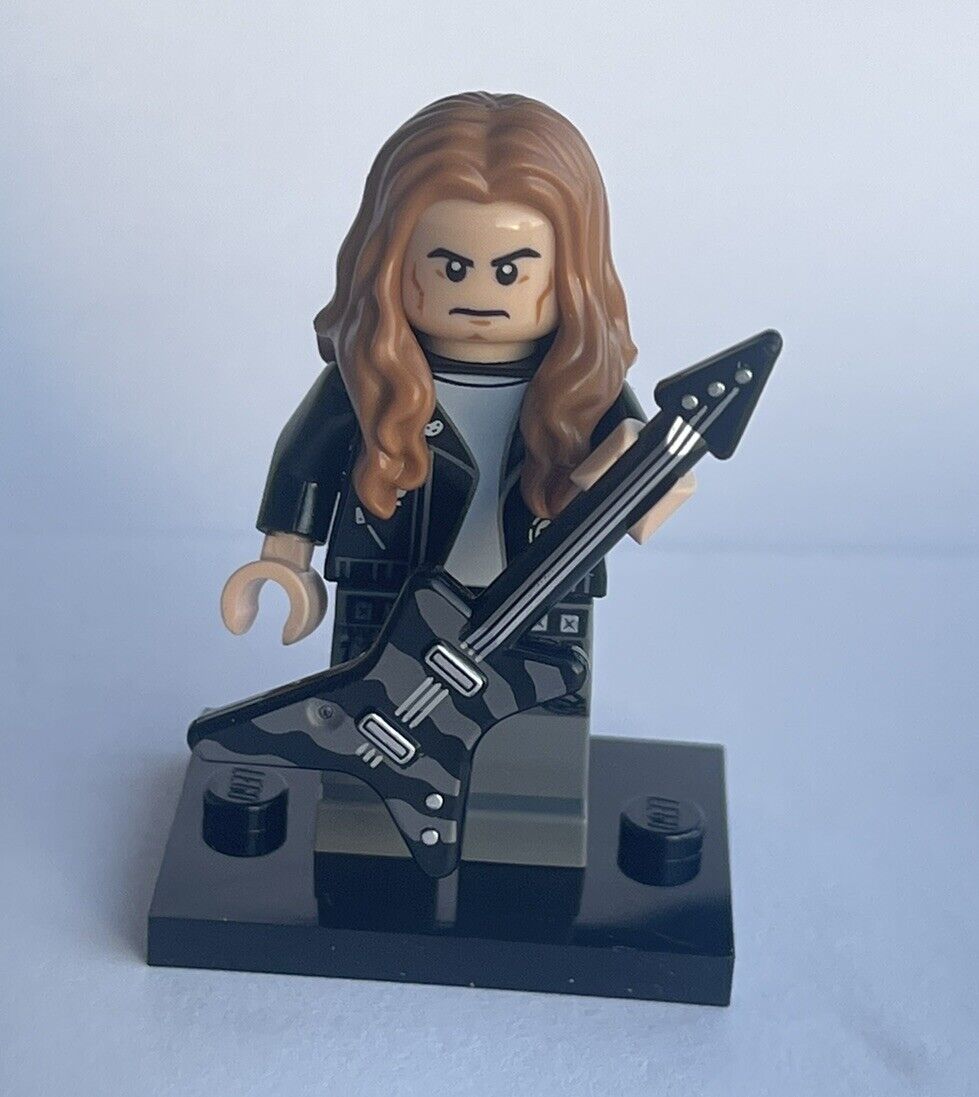 100% Lego Blond Hair ROCKER  ML Stripe Electric Guitar HEAVY METAL ROCK STAR