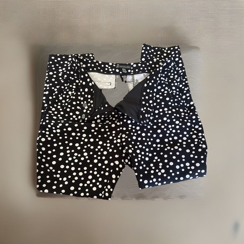 Adrianna Papell Women's Pants Size 14 White Polka Dot Tapered Stretch - Picture 2 of 7