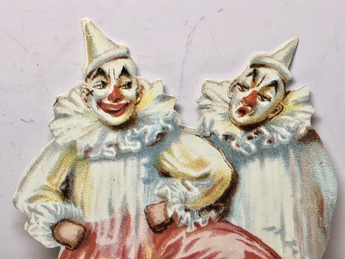 Lot of 6 Victorian Die Cut Clown Cards 5 1/2" Tall/Envelopes - Old Print Factory - Picture 4 of 9