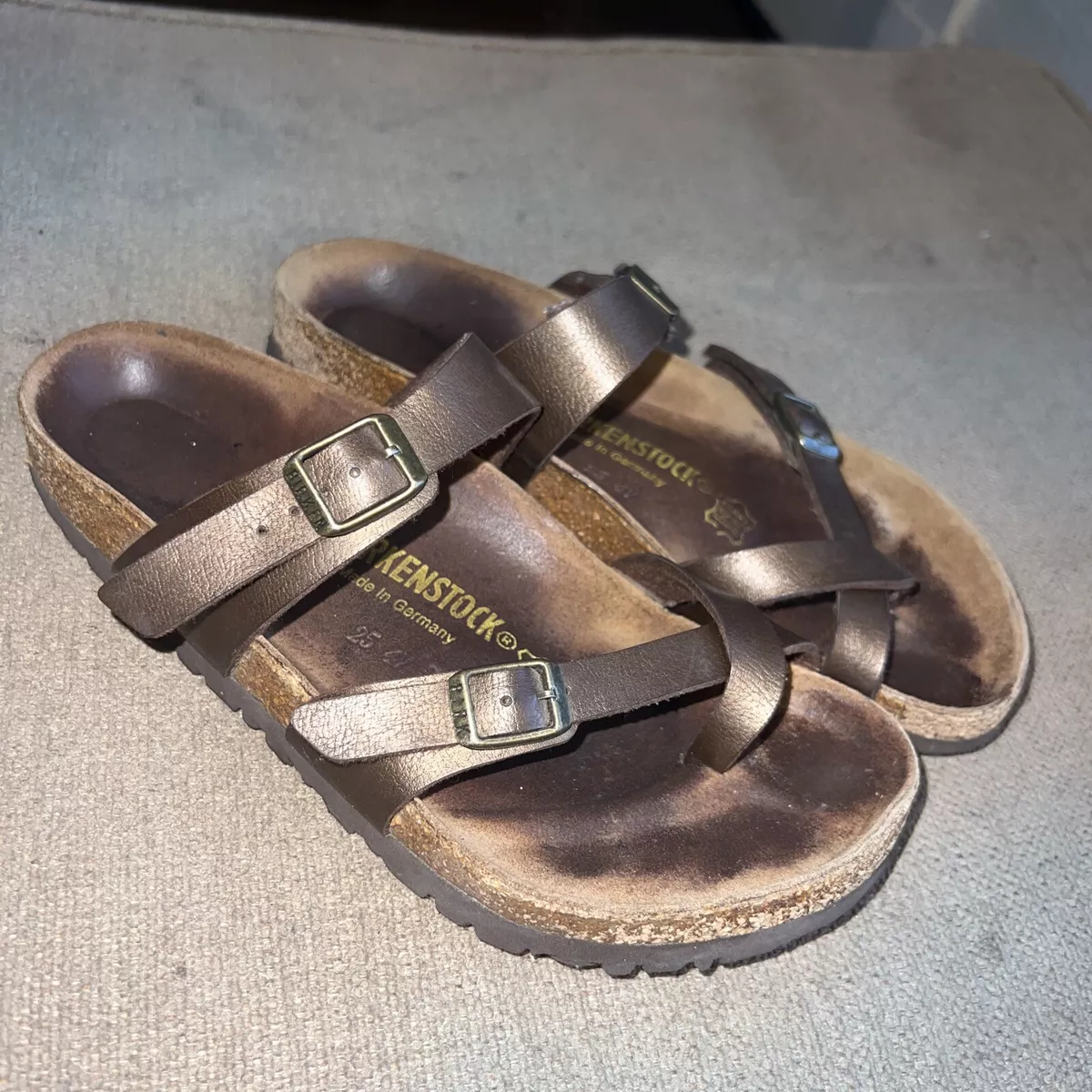 besked lette Ferie Birkenstock Mayari Golden Brown Birko-flor Toe Loop Slide Sandals 38 US 7 |  eBay