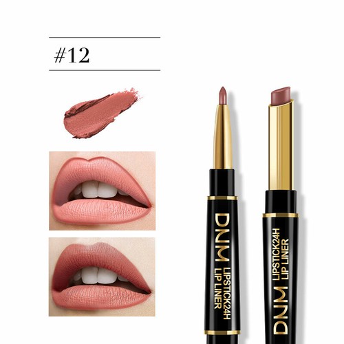 DNM 12 Colores Impermeable Doble Lápiz Labial Lápiz Mate Delineador de Labios Maquillaje de Larga Duración - Imagen 24 de 25