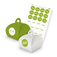 Itenga Set Fisch M90 24X Geschenkbox Karton Mit Griff GrüN Weiß Mit Sticker
