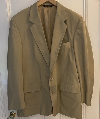 HASPEL Herren 2 Knopf Sport Mantel 42R gefüttert hellbraun Jacke Baumwollmischung Made in USA