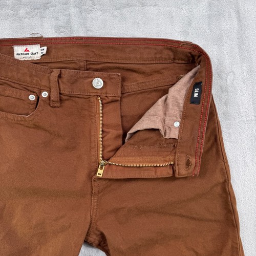 American Giant Roughneck Pants Men's 30x30 Brown Slim Fit Stretch Canvas USA - Picture 5 of 12