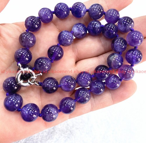 Pretty Natural 12mm Purple Amethyst Gemstone Round Beads Necklace 16-36" - Picture 12 of 12
