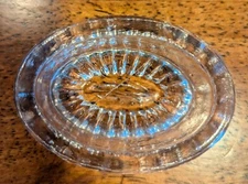 Antique Crystal Glass Oval Salt Cellar.  