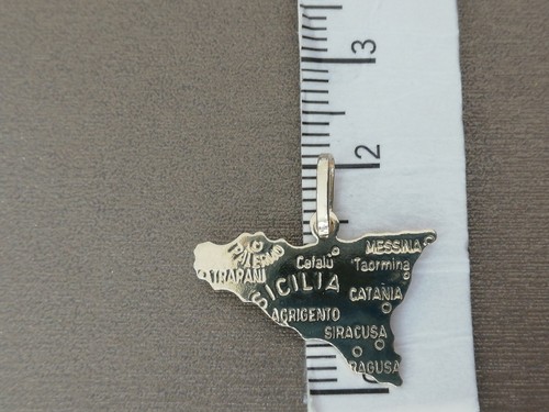 Ciondolo medaglia pendente Sicilia in oro giallo 750 18 kt NUOVO - Foto 11 di 12