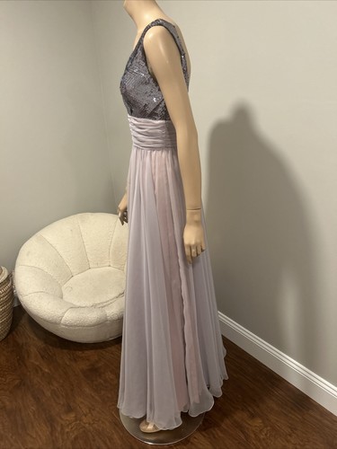 Mike Benet Formals Gray Pink Formal Sequin Dress Gown Size 10 Vintage - Picture 7 of 8
