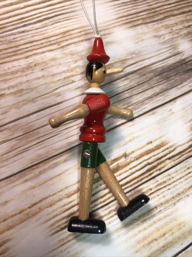 Bambola mobile in legno Pinocchio 6"" artigianale Italia ornamento legno - Foto 5 di 6