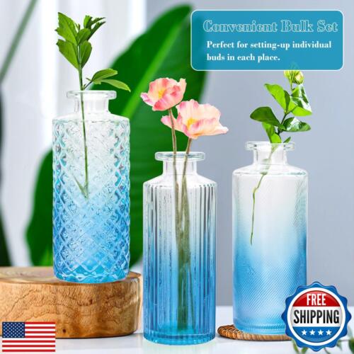 Brajttt Glass Bud Vase Set in Bulk, 9pcs Mini Vintage Flower Vases for Weddin - Picture 4 of 5