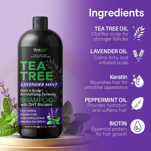 Champú Tea Tree Mint con aceite de árbol de té 100 % puro - Imagen 4 de 9