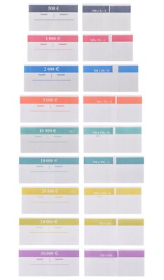 50x Euro Bands for 100 Banknotes ALL Varieties 5 to 500 EUR Banknote Bundle