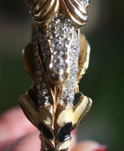 Vintage: *K.J.L.*: RARA PULSERA CON BISAGRAS ESMALTADA CABEZA DE CABALLO LLENA DE CRISTAL X CN - Imagen 6 de 14