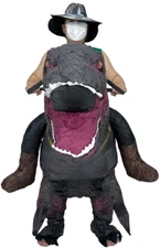 Black T-Rex Ride On Inflatable Dinosaur Costume Outfit Adult Cosplay Dress Up