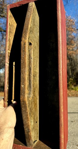 Antique Wood Tote Carrier Primitive Red Paint Vintage Old - Picture 7 of 13