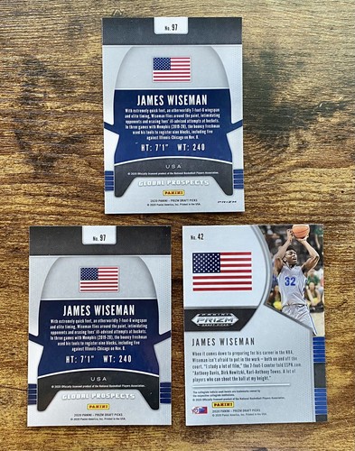 James Wiseman Silver Prizm Rookie Card & Base Cards 2020 Prizm Draft Basketball - Picture 2 of 2